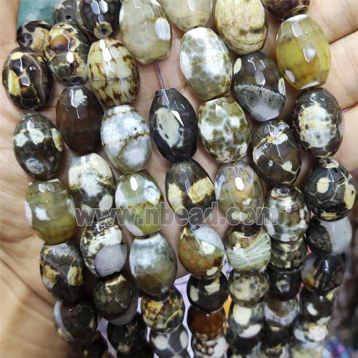 Fire Agate Barrel Beads Faceted