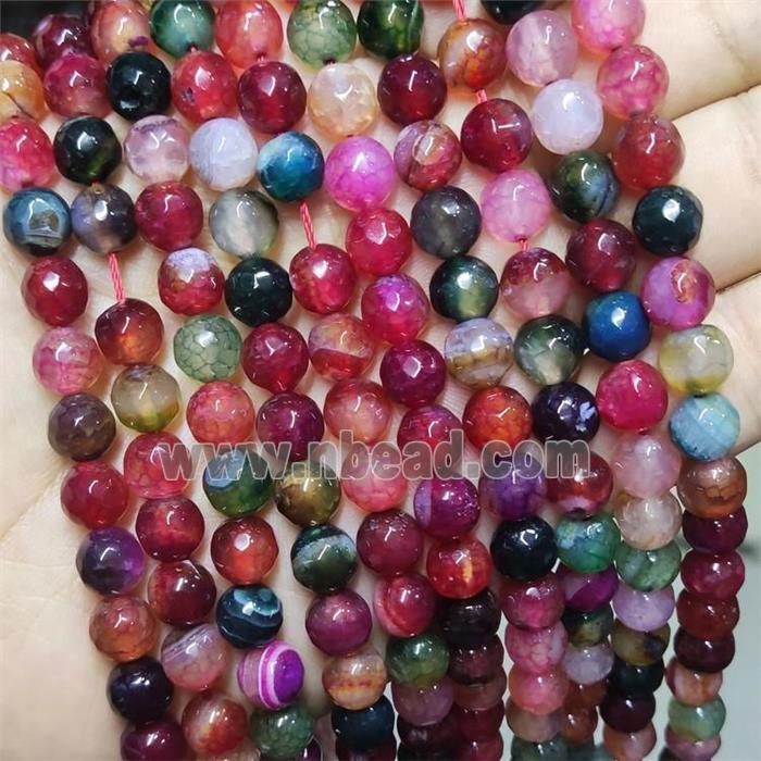 Multicolor Agate Beads Faceted Round Dye