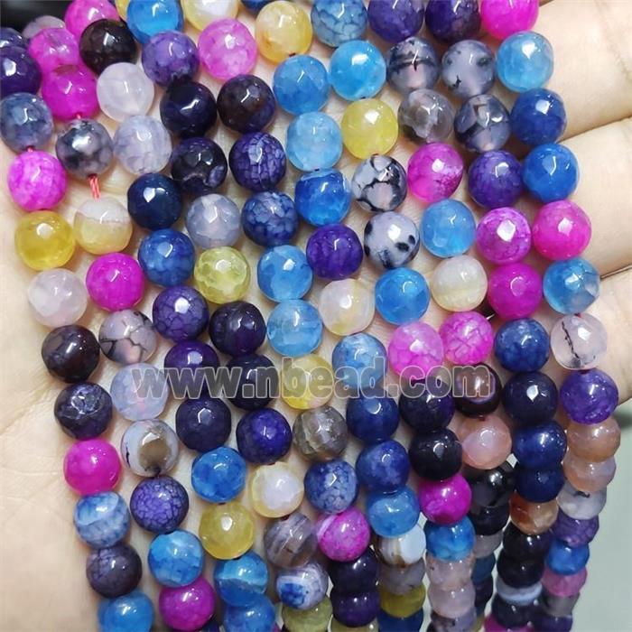 Agate Beads Faceted Round Dye Mix Color
