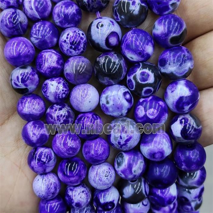 Purple Fire Agate Beads Smooth Round Dye