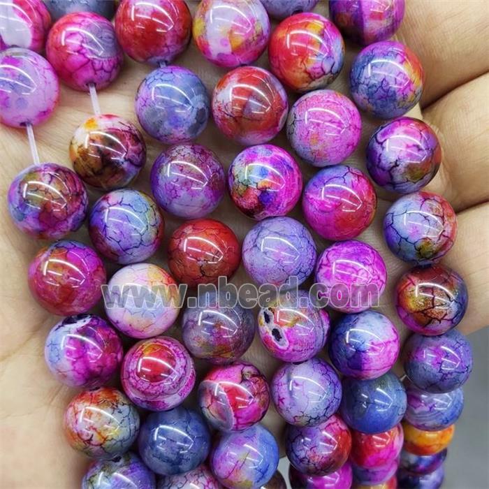 Natural Agate Beads Fuchsia Dye Smooth Round