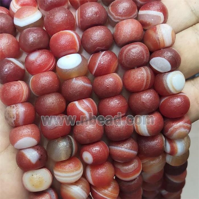 Natural Striped Agate Rondelle Beads Red Dye