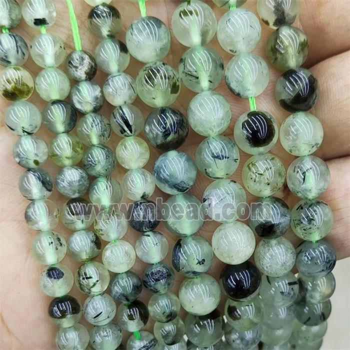 green Prehnite Beads, round