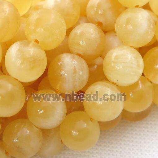 Yellow Calcite Beads Round Smooth