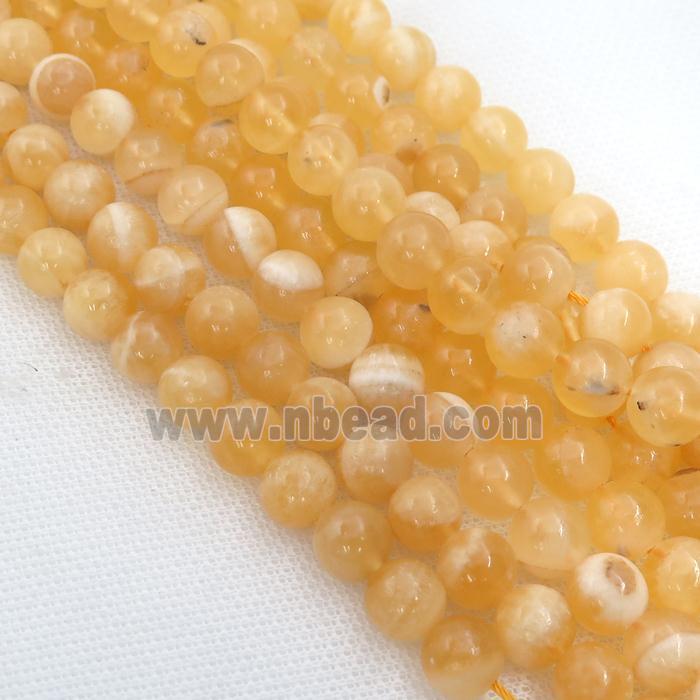Yellow Calcite Beads Round Smooth
