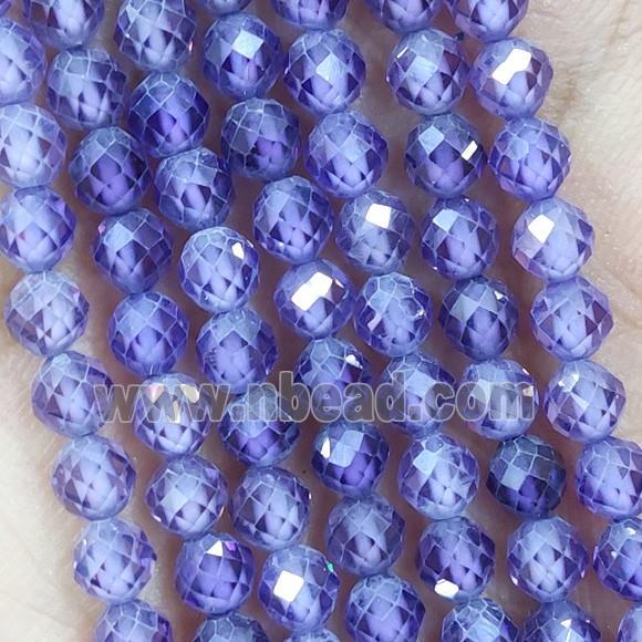 Purple Cubic Zircon Beads Faceted Round