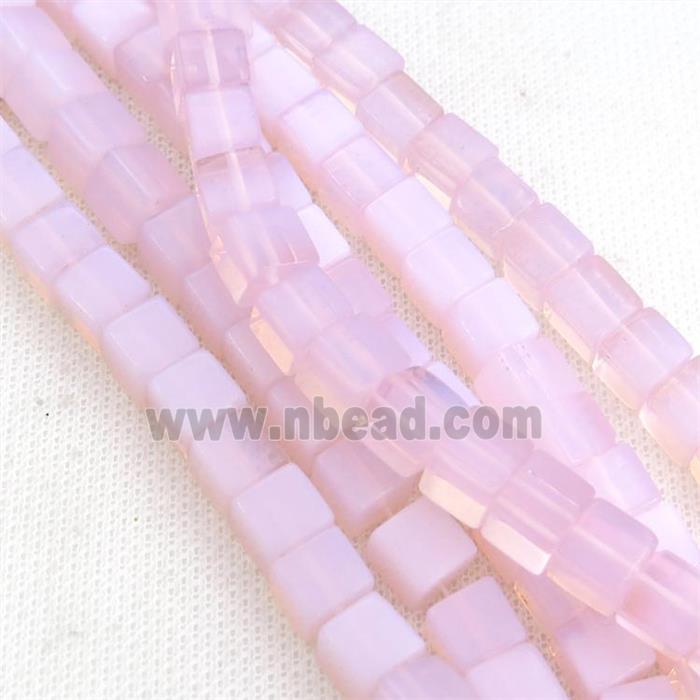 Pink Opalite Cube Beads