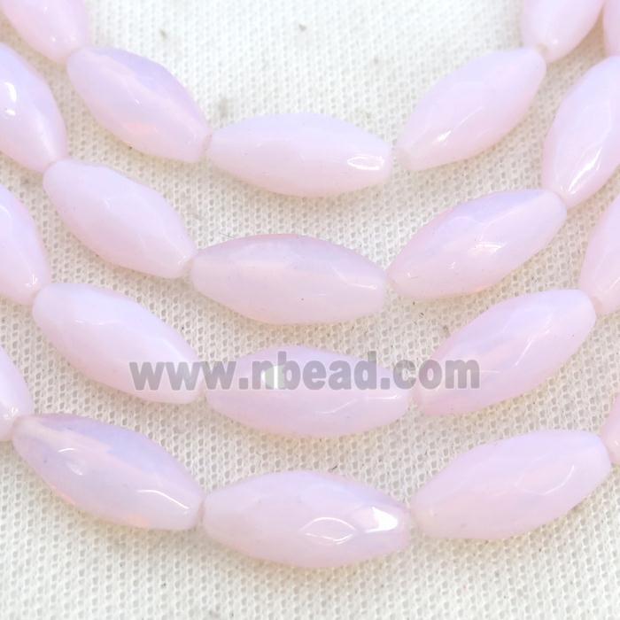 Pink Opalite Beads Faceted Rice