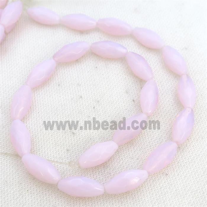 Pink Opalite Beads Faceted Rice