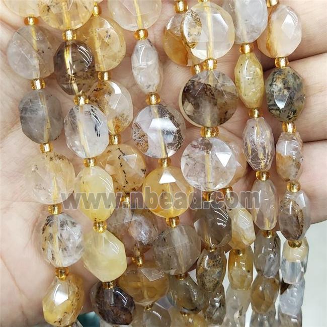 Natural Landscape Quartz Beads Faceted Button