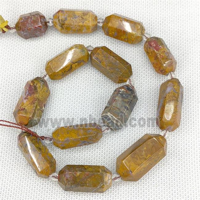 Natural Agate Bullet Beads Prism Brown