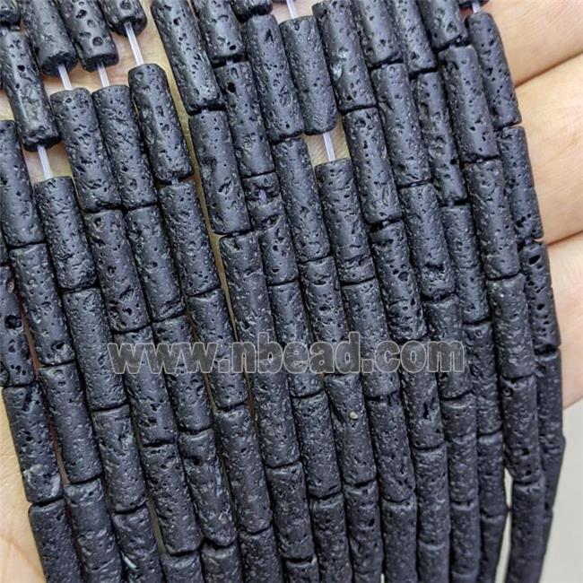 Black Lava Tube Beads