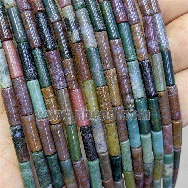 Natural Indian Agate Tube Beads Multicolor