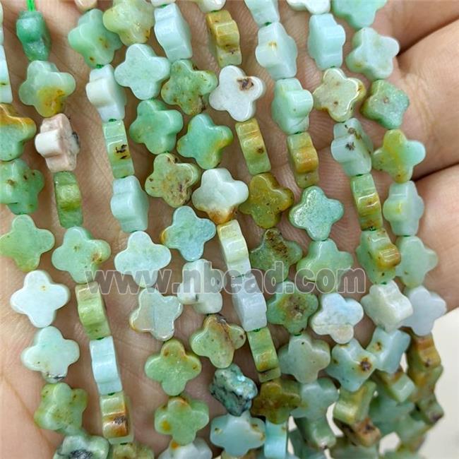 Natural Green Australian Chrysoprase Clover Beads