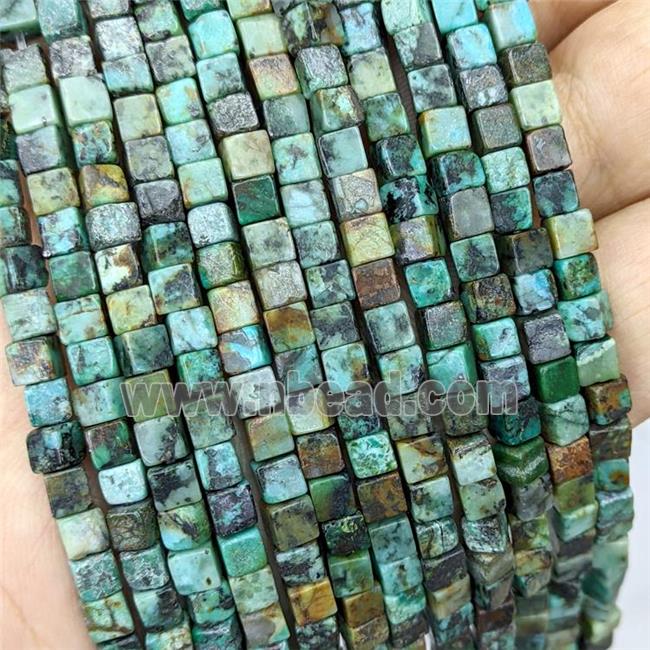 Natural African Turquoise Cube Beads Green