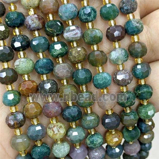 Natural Indian Agate Beads Faceted Rondelle Multicolor