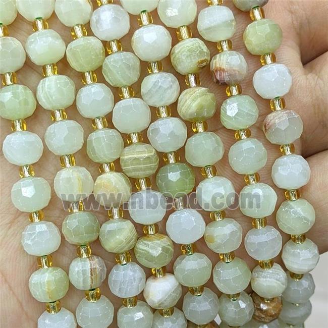 Natural Afghanistan Jadeite Beads Faceted Rondelle Lt.green