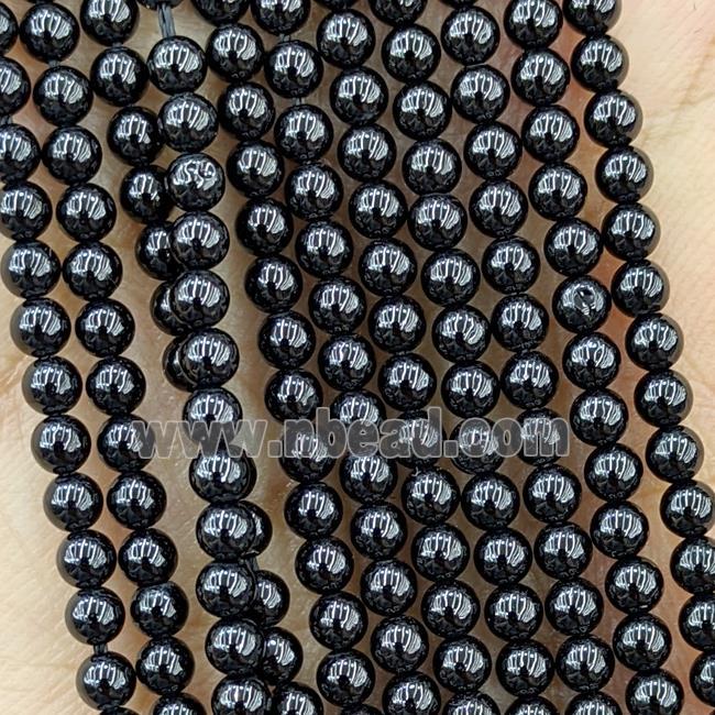 Natural Spinel Beads Black Smooth Round