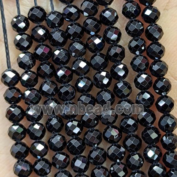 Natural Black Spinel Beads Faceted Round