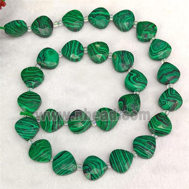 Synthetic Malachite Beads Green Faceted Teardrop