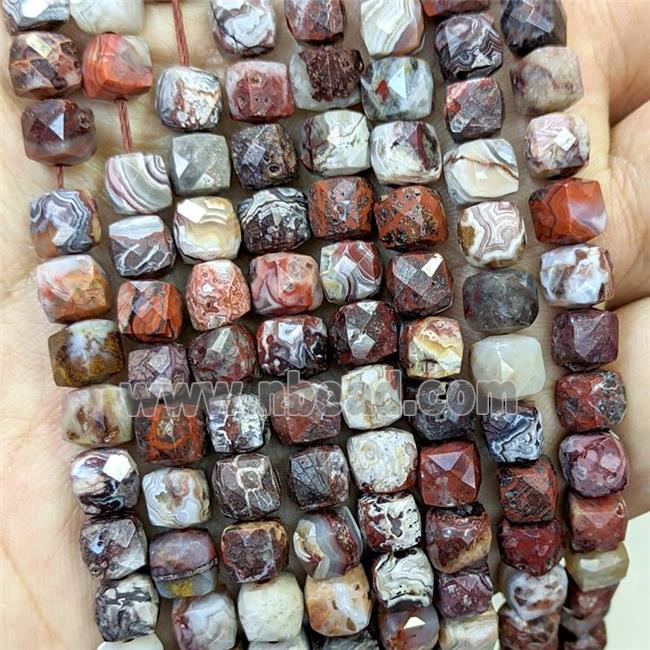 Natural Mexico Crazy Lace Agate Beads Faceted Cube