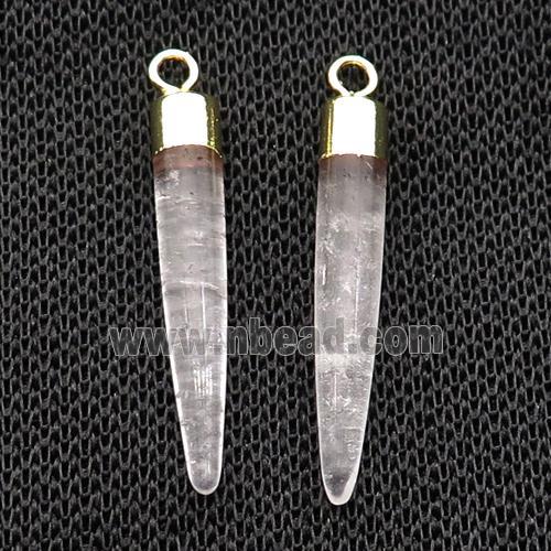 Clear Quartz Bullet Pendant Gold Plated