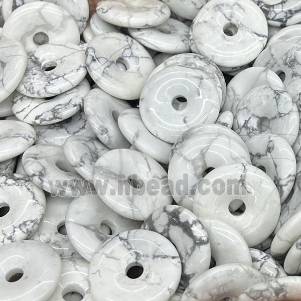 Natural Howlite Turquoise Donut Pendant White