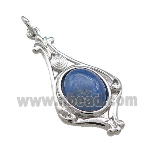 Copper Pendant Pave Blue Kyanite Platinum Plated