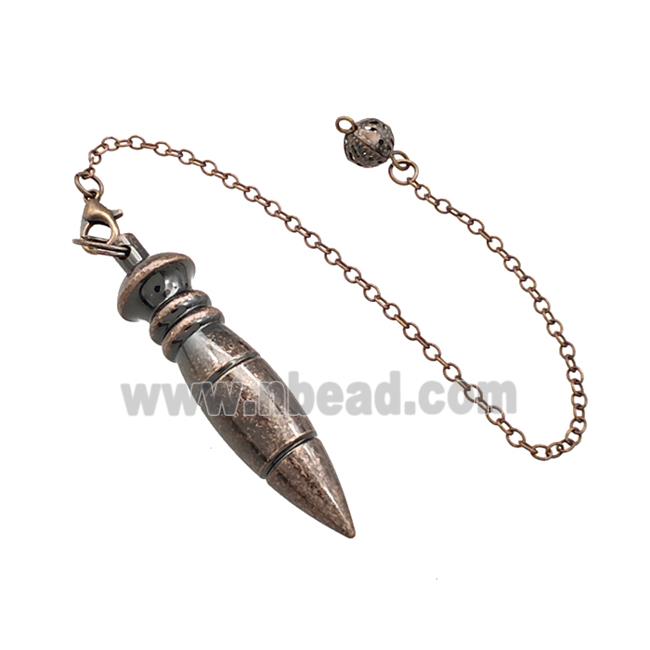 Alloy Dowsing Pendulum Pendant With Chain Antique Red