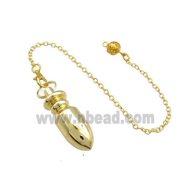 Alloy Dowsing Pendulum Pendant With Chain Gold Plated