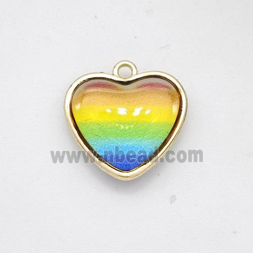 Resin Heart Pendant Rainbow