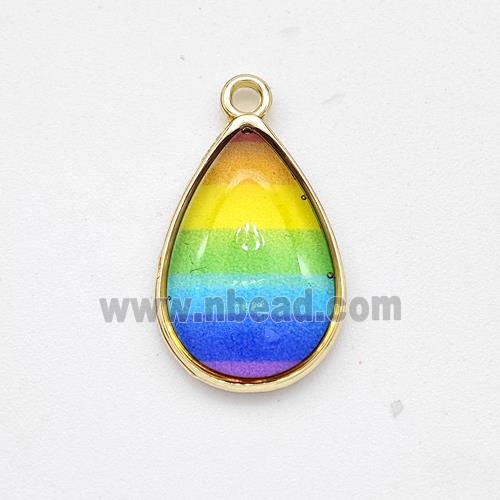 Resin Teardrop Pendant Rainbow