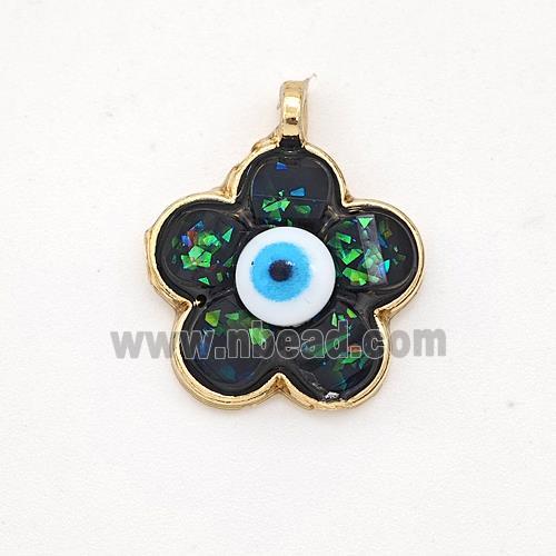 Copper Flower Pendant Pave Green Fire Opal Eye Gold Plated