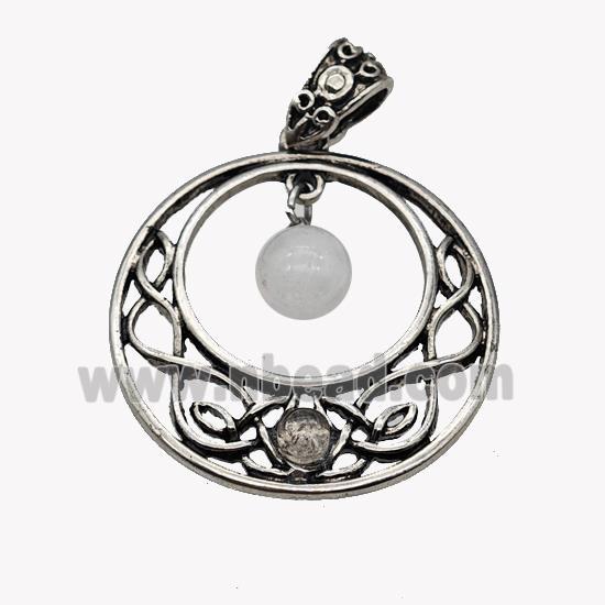 Alloy GoGo Pendant Pave Gemstone Antique Silver