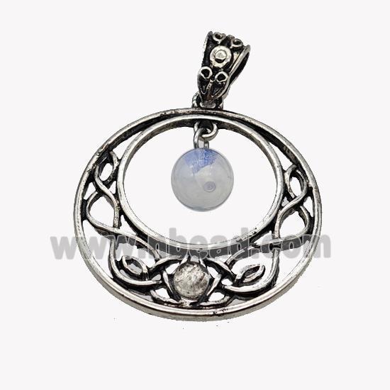 Alloy GoGo Pendant Pave Opalite Antique Silver