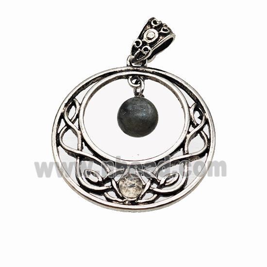 Alloy GoGo Pendant Pave Labradorite Antique Silver