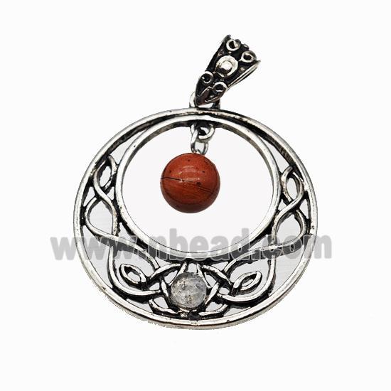 Alloy GoGo Pendant Pave Red Jasper Antique Silver