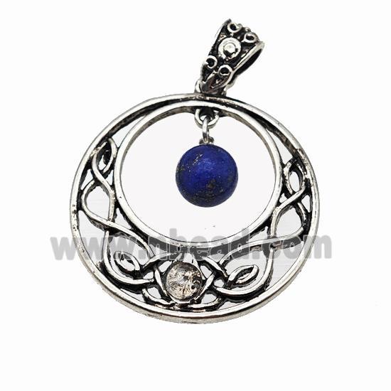 Alloy GoGo Pendant Pave Blue Lapis Antique Silver