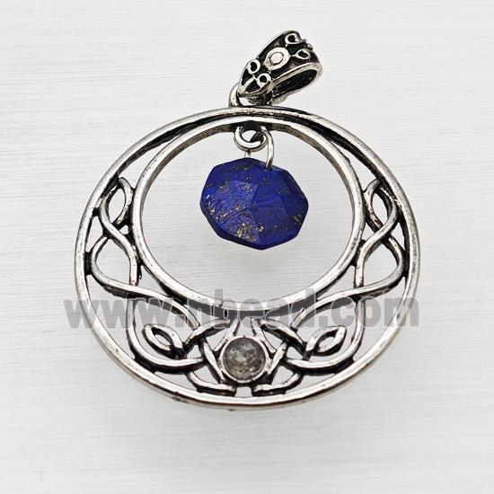 Alloy GoGo Pendant With Blue Lapis Antique Silver