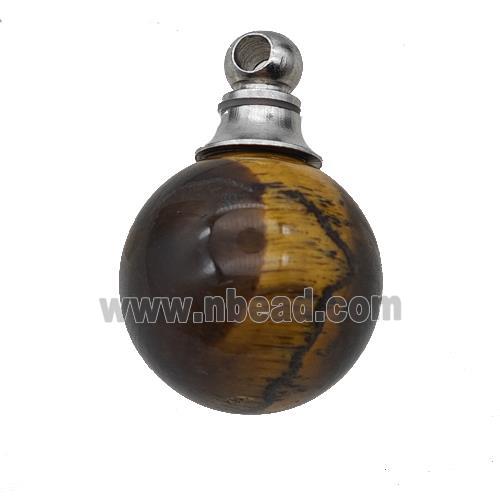 Natural Tiger Eye Stone Perfume Bottle Pendant Sphere