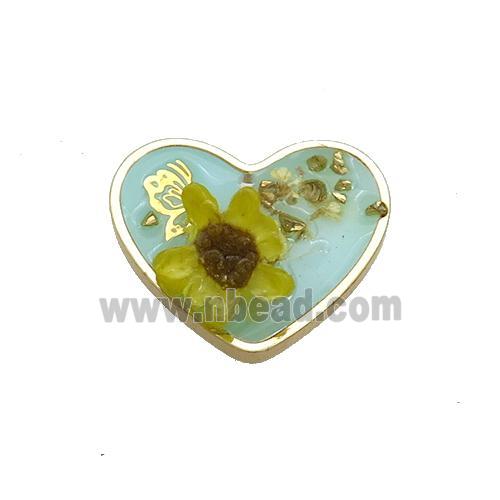 Blue Resin Heart Pendant Flower