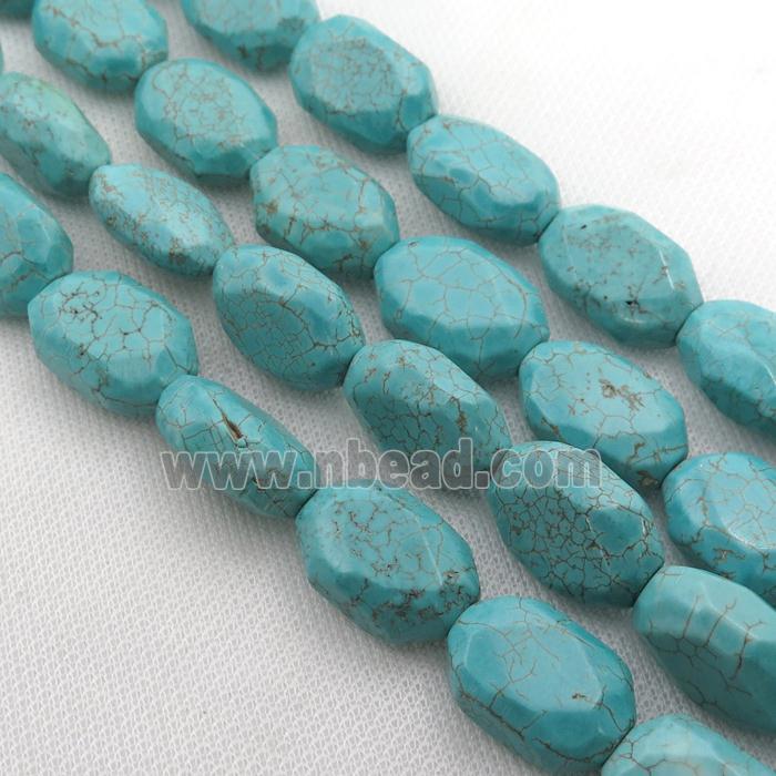 Magnesite Turquoise Beads, faceted oval