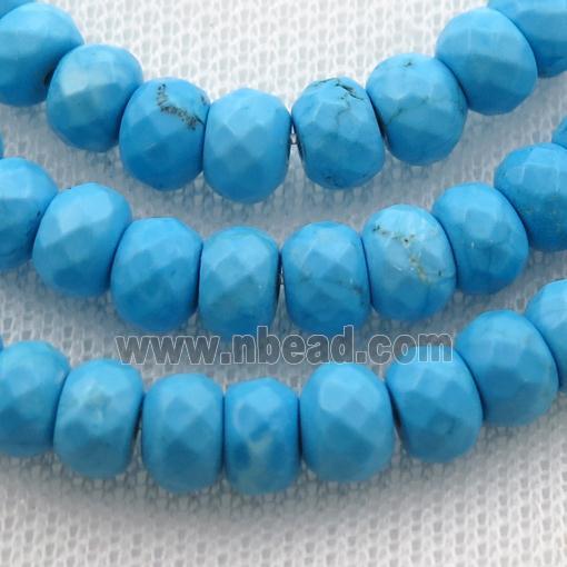 blue Magnesite Turquoise beads, faceted rondelle