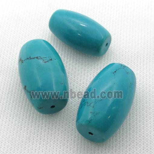 teal Sinkiang Turquoise barrel beads