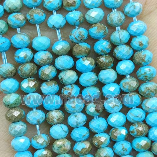 Howlite Turquoise Beads Blue Dye Faceted Rondelle
