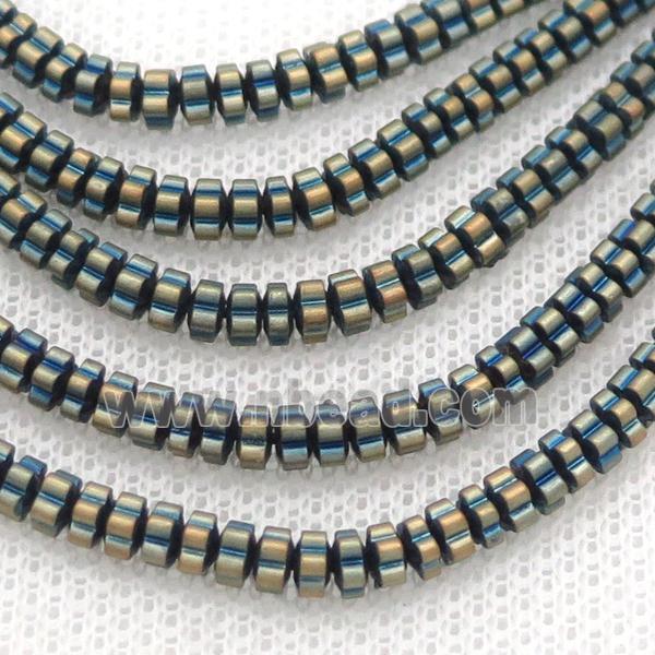 Matte Hematite Beads Flower Blue Green