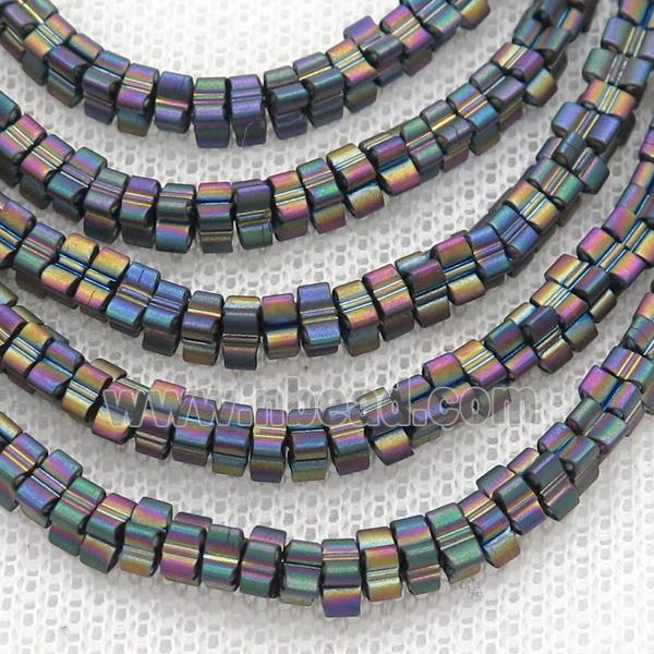 Rainbow Hematite Beads Flower Matte