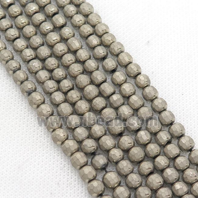 Hematite Beads Faceted Round Pyrite Color