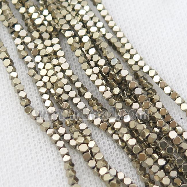 Lt.Gold Hematite Beads Faceted Cube