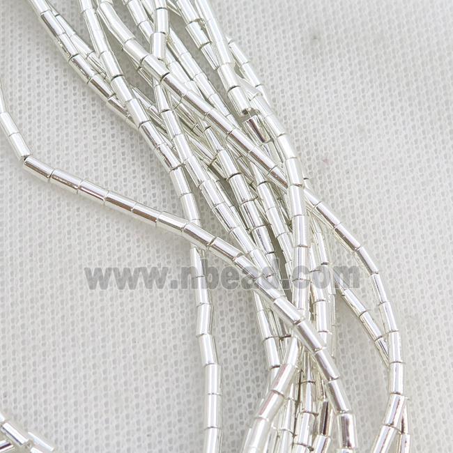Hematite Tube Beads Shiny Silver